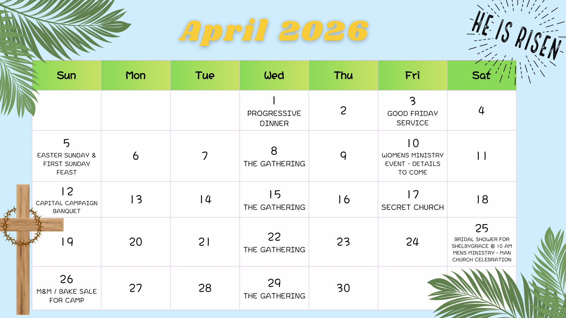 PPBC Youth Calendar of Events For Students April 2026